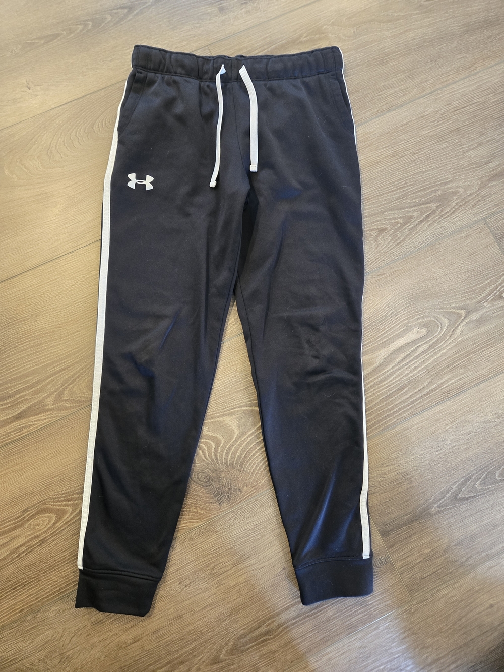 Under Armour Kids Black Joggers with White Side Stripe